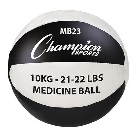 CHAMPION SPORTS Champion Sports MB23 21-22 lbs Leather Medicine Ball; Black & White MB23